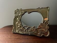 Vintage 1986 Brass Dresser Vanity Mirror Floral Flowers Vines Decor Gift picture