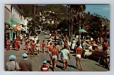 Avalon CA-California, Strolling Along Crescent Avenue, Vintage c1955 Postcard picture