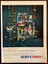 1958 GILBEY'S Vodka Vintage Print Ad Christmas Holiday Cheer Jingle Bells picture