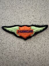 Kawasaki Patch Embroidered Sew Iron On Green Wings Motorcycle 4” x 1.5” Vintage picture
