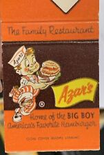 Azar’s Big Boy Restaurant Matchbook Hamburgers Northern Indiana Frisch ?? picture