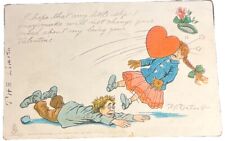 c1905 Valentine Heart Man Slip Outcault Signed Tuck's Postcard Posted Rutland VT picture