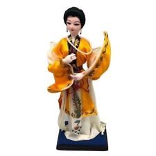 VINTAGE Peking Silk Figures Doll Jang Yi gold white includes wood stand READ picture