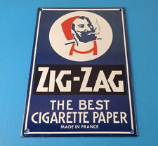 Vintage Zig-Zag Cigarette Papers Sign - Porcelain Tobacco Gas Pump Plate Sign picture