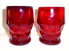 2 Vintage Cambridge Glass Ruby Red Georgian Flat Tumbler 4 1/8