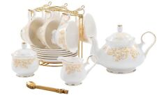 Daveinmic 22-Pieces Porcelain Tea Set, Cups& Saucer Service for 6, with Spoon... picture
