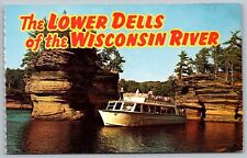 Lower Dells Wisconsin River Boat Riverfront Chicagoan Sugar Bowl VNG Postcard picture