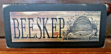 Primitive Farmhouse Beeskep Rustic Wooden Sign Block Shelf Sitter 2.5X5.5 picture