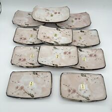 11 New Japanese Kafuh Sousaku Sushi Plates in a Pink Cherry Blossom Pattern Rare picture