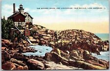 1937 The Rugged Shore & Light House Isle Royale Lake Michigan MI Posted Postcard picture
