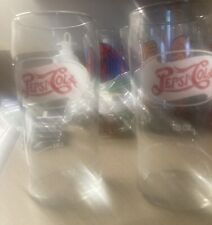 Two Vintage 1940's Pepsi:Cola Soda Fountain Glasses With Syrup Fill Line 10 Oz picture