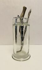Vintage Waite Laboratories Inc NY Glass Dental Tool Cleaning Jar w/4 Instruments picture