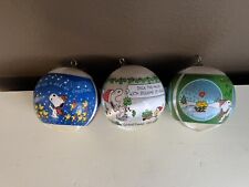 Vintage Hallmark Ornaments - 1980/1981 - Peanuts Snoopy Satin Balls - Set Of 3 picture