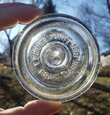 Antique Vintage Clear Glass Leader Fruit Jar Lid Embossed picture