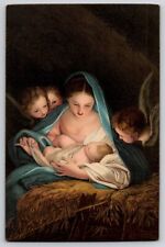 Christmas Nativity Baby Jesus Mary Manger Stengel Art Postcard by Maratti Italy picture