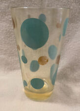 MCM Turquoise Blue & Gold Dot Glass Retro Vintage 5 1/4” X 3 1/4” Unbranded picture