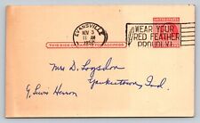 Evansville IN 1952 Postal Card Yankeetown Indiana Wear Your Red Feather Proudly picture