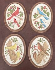 Vintage 3D Birds of America Chalk Ware Wall Plaques Set (4) Cardinal Robin picture