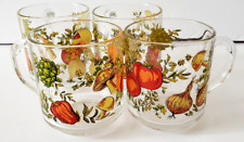 Vintage Glass Mug Spice of Life Vegetable Mushroom Garden Set 4 picture