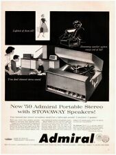 1959 Admiral Portable Stereo Vintage Print Ad With Stowaway Speakers Records  picture