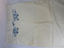 Vintage Cotton Standard Pillow Case w/ blue embroidery picture