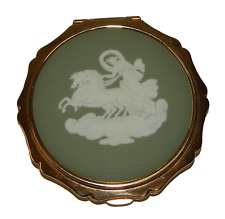 Vintage Stratton England Powder Compact with Green Wedgwood Jasperware Chariot picture