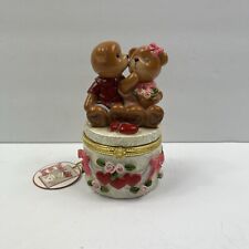 Trinket Box Bears Valentine Hearts Hinged Box 4.5 inches picture