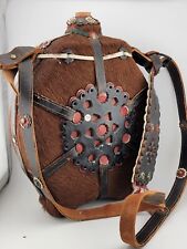 Rare Vintage Unique Large Native American Canteen Covered in Hide with Strap. picture