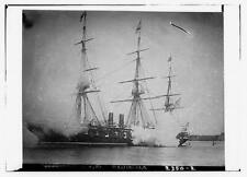 Photo:USS PENSACOLA,ship,c1910,guns firing,built in 1859,sunk in 1912 picture