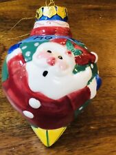 Pier 1 Holiday Christmas Santa Hand Painted Ornament Porcelain No Box picture