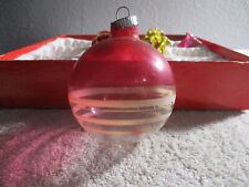Vintage WWII 2 Era Unsilvered Striped Christmas Tree Glass Ornament 3.25'' picture