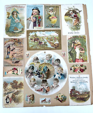Trade Cards Pages Lot 21+ Pcs  Victorian Scrapbook 1892 Sarsaparilla calendar picture