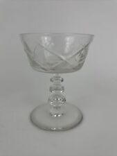 Rock Sharpe Ridgeway Etched Thumbprint Crossed Lines Champagne Sherbet Glass picture