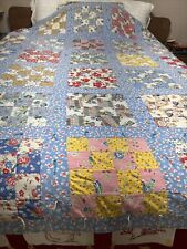 Vintage Handmade Feed/Flour Sack 80 X 74 Patchwork Quilt/Fixable CUTTER picture