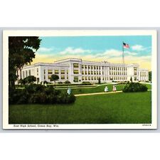 Vintage Postcard East High School Green Bay Wisconsin Genuine American Art picture