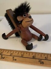Vtg 60’s Wooden Articulated Monkey With Brush MCM Scandanavian Style picture