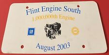 GM Flint Engine South 1,000,000th Booster License Plate General Motors PLASTIC picture