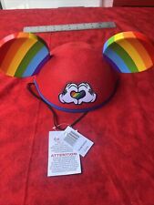 DISNEY PARKS PRIDE RAINBOW LOVE HEART MICKEY MOUSE EARS ADULT SIZE - NEW picture