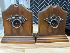 Vintage Wood Bookends with Romantic Rustic Metal Hardware picture