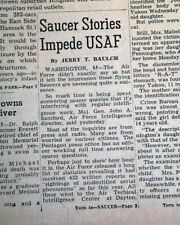 UFO Incident FLYING SAUCERS Unidentified Flying Objects Washington1952 Newspaper picture