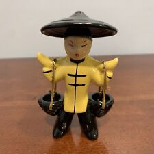 Vintage Mid-Century Chinese Asian Water Carrier Figurine Yellow And Black picture