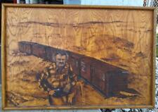 Old Vintage American Union Pacific Railroad Train Oil Painting Art Portrait Man picture