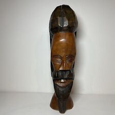 VTG Hand Carved Wood Statue Man w/beard Face / Head Figure.  12