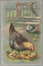 1910 Embossed EASTER Postcard Raphael Tuck # 105 Chickens Tuck's Greetings picture