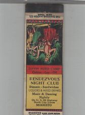 Matchbook Cover 1930s Diamond Quality Rendezvous Night Club Modesto, CA picture