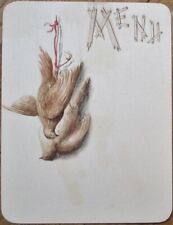 Menu, Original Art Hand Painted 1900 French, Game Birds Hanging picture