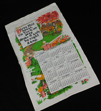 VTG 1968 Linen Calendar Tea Towel Kitchen House Prayer 15