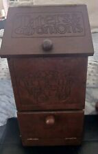 Vintage Wood Taters & Onion Bin Storage Container Hand Crafted  picture