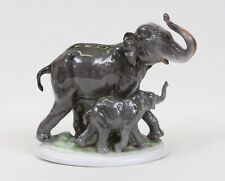 Rare Elephant Figurine Sculpture Fasold and Stauch Germany Porcelain Mother Baby picture