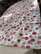 1959 PICNIC Floral Carnations 50” X 66” Oblong Flannel Back Vinyl Table Cloth picture